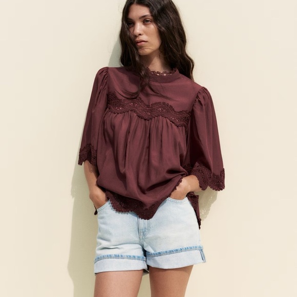 Elegant Bohemian Lace Trim White Blouse - Picture 2 of 15